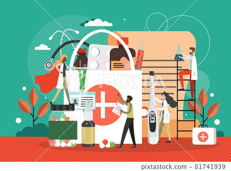 Pharmacy business concept vector illustration. Medicine drugstore cartoon. Medical prescription drugs and pills Pharmacy business concept vector illustration. Medicine drugstore cartoon. Medical prescription drugs and pills 81741939