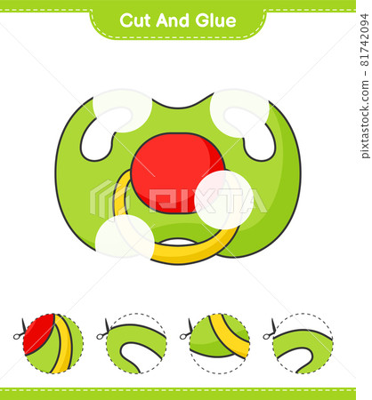 Cut and glue, cut parts of Pacifier and glue them. Educational children game, printable worksheet, vector illustration Cut and glue, cut parts of Pacifier and glue them. Educational children game, printable worksheet, vector illustration 81742094