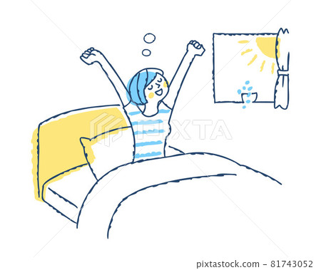 A woman who grows in the morning sun in bed 81743052