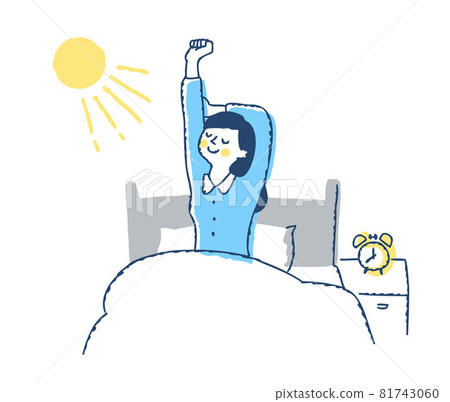 A woman who grows in the morning sun in bed 81743060