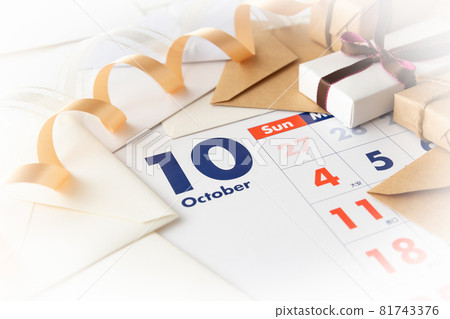 October calendar and presents gifts birthday anniversaries 81743376