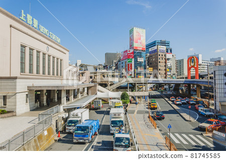The rotary and streetscape at the main entrance of Ueno Station, Taito Ward, Tokyo 81745585