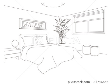 Bedroom line drawing vector illustration 81746836