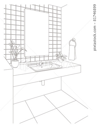 Washroom line drawing vector illustration 81746899