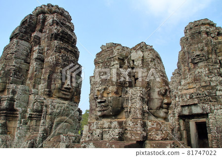 Cambodia Siem Reap World Heritage Site Angkor Thom's central ruins Bayon Kannon Bodhisattva Cambodia Siem Reap World Heritage Site Angkor Thom's central ruins Bayon Kannon Bodhisattva 81747022