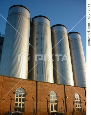 Molson Coors Brewery steel tanks in Burton on Trent, UK. 81747033