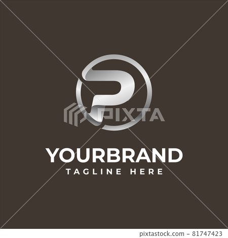 Silver Circle Letter P Logo Design Template 81747423