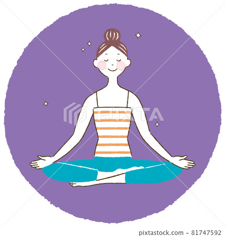 做瑜伽冥想姿勢的女性 做瑜伽冥想姿勢的女性 81747592