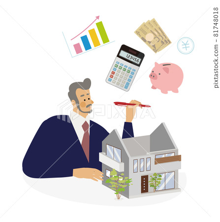 Vector illustration of a man planning his own home 81748018