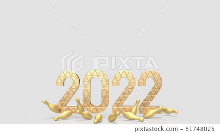 2022 and gold pin bowling for business or holiday concept 3d rendering. 2022 and gold pin bowling for business or holiday concept 3d rendering. 81748025