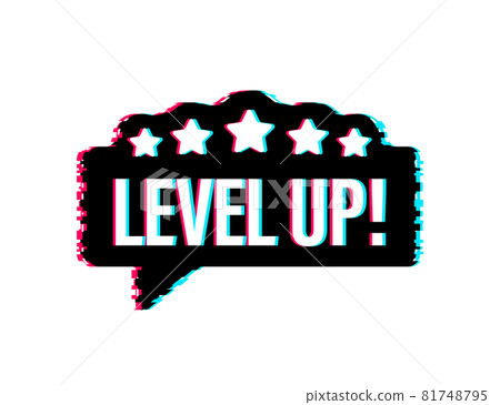 Game icon bonus. level up icon, new level logo. Glitch icon. Vector illustration. 81748795