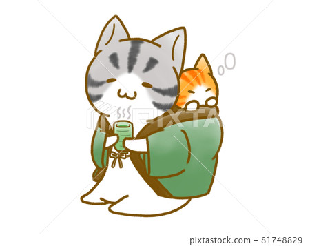 A cat warming up in a hanten A cat warming up in a hanten 81748829
