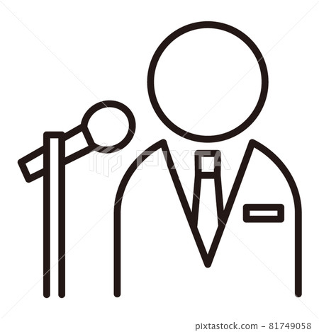 穿著西裝的主持人的簡單圖標/線條圖 81749058