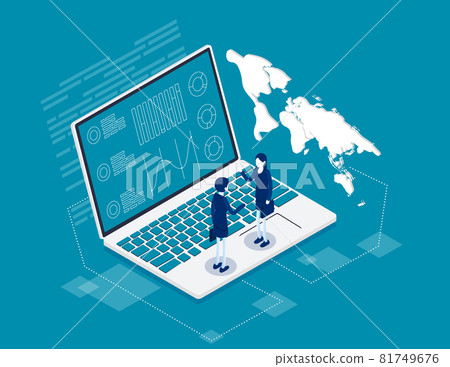 Business data visualization. Isometric big data vector illustration Business data visualization. Isometric big data vector illustration 81749676