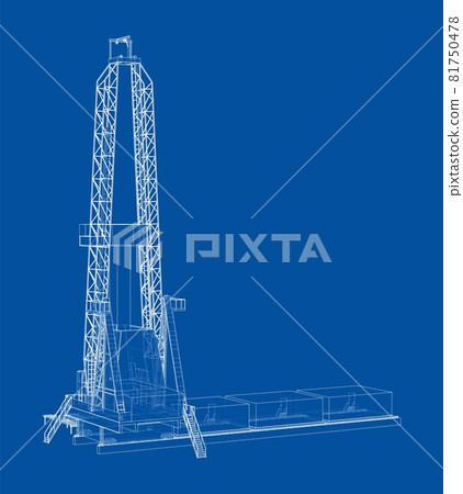 Oil rig. Vector rendering of 3d. Wire-frame style Oil rig. Vector rendering of 3d. Wire-frame style 81750478