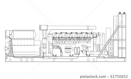 Large industrial diesel generator. Vector Large industrial diesel generator. Vector 81750852