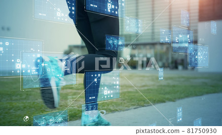 女性跑步和科技形象 Sports Tech 女性跑步和科技形象 Sports Tech 81750930