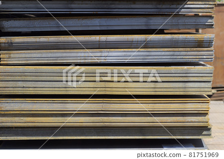 Sheet metal is in bundles in the warehouse Sheet metal is in bundles in the warehouse 81751969