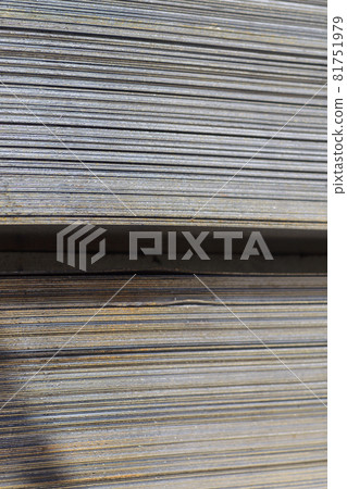 Sheet metal is in bundles in the warehouse Sheet metal is in bundles in the warehouse 81751979