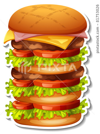 A big pile of hamburger sticker on white background A big pile of hamburger sticker on white background 81753026