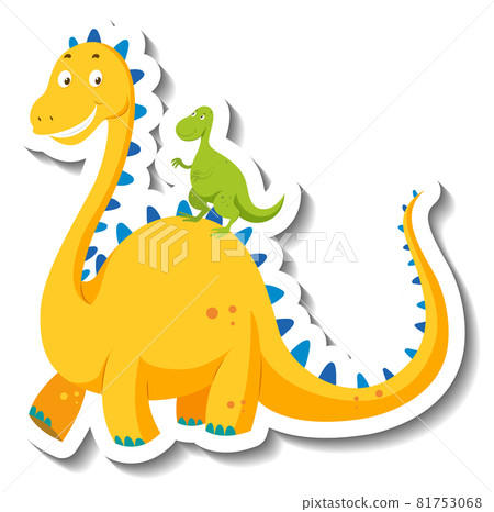 Cute yellow dinosaur cartoon character sticker 81753068