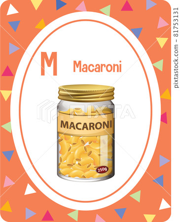Alphabet flashcard with letter M for Macaroni Alphabet flashcard with letter M for Macaroni 81753131
