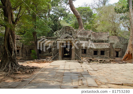 柬埔寨暹粒世界遺產吳哥城周圍廢墟中的塔布蘢寺東門 81753280