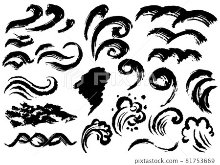Wave icon set black simple brush calligraphy art Wave icon set black simple brush calligraphy art 81753669