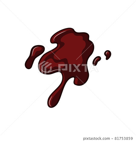 Soy sauce puddle on a white isolated background. Asian cuisine. Splash. Cartoon vector illustration. 81753859