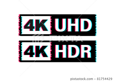 4K Ultra HD label. High technology. Glitch icon. LED television display. Vector illustration. 4K Ultra HD label. High technology. Glitch icon. LED television display. Vector illustration. 81754429