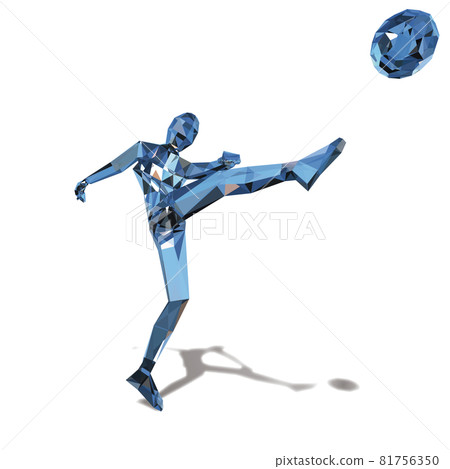 Diamond image: Person kicking a soccer ball C Vector cutout 81756350