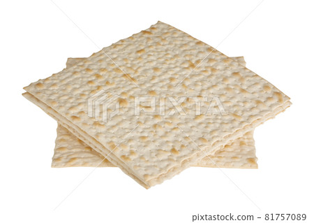 Kasher Jewish matzo on a white background, rhombus. Kasher Jewish matzo on a white background, rhombus. 81757089