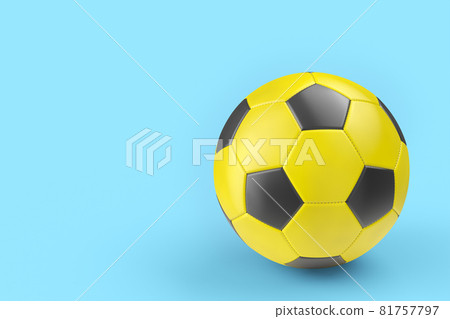 Yellow soccer or football ball isolated on blue background Yellow soccer or football ball isolated on blue background 81757797
