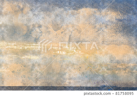 Yellow-blue sky over the sea. Summer sunset. Sea Landscape. Digital watercolor painting. 81758095