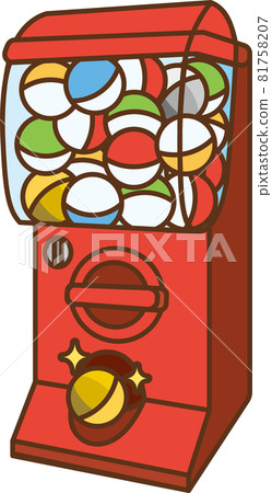 A red capsule toy machine seen from an angle A red capsule toy machine seen from an angle 81758207