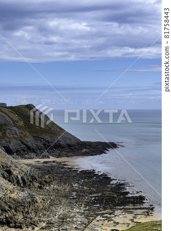 Three Cliffs Bay on the south coast of the Gower Peninsula - Swansea, Wales, United Kingdom 81758443