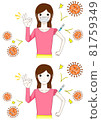Women receiving vaccinations with and without masks 81759349