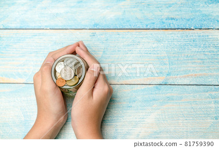 Hand hold money for saving Hand hold money for saving 81759390
