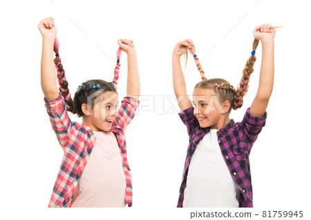 Create simple but gorgeous hairstyle. Happy children 81759945