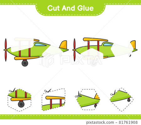Cut and glue, cut parts of Plane and glue them. Educational children game, printable worksheet, vector illustration 81761908