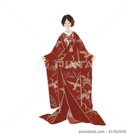 Irouchikake、打掛的女人（新娘）、日本頭髮、和服、日式服裝、婚姻、婚禮、西式頭髮、白色背景 81762038