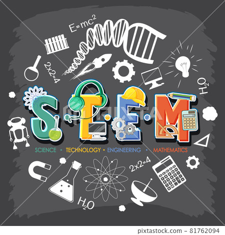 STEM logo banner with learning icon elements 81762094