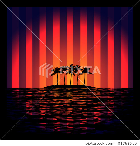 Tropical Island with Neon Strips 81762519