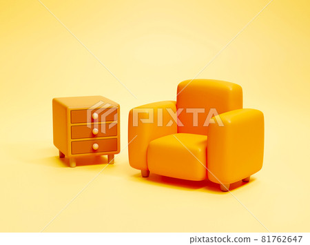 3d comfortable armchair and cabinet 81762647