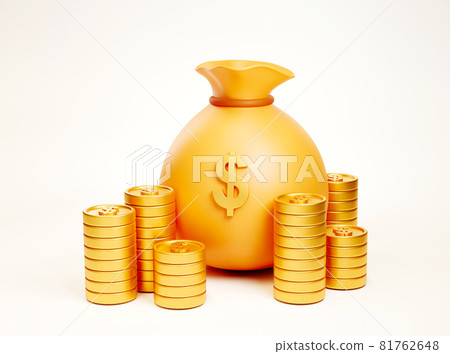 3d moneybag and gold coins 81762648
