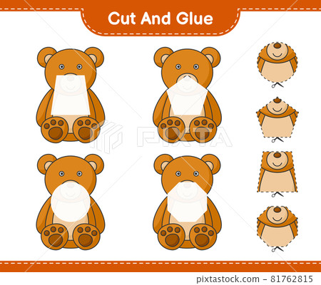 Cut and glue, cut parts of Teddy Bear and glue them. Educational children game, printable worksheet, vector illustration 81762815