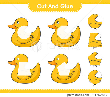 Cut and glue, cut parts of Rubber Duck and glue them. Educational children game, printable worksheet, vector illustration Cut and glue, cut parts of Rubber Duck and glue them. Educational children game, printable worksheet, vector illustration 81762817