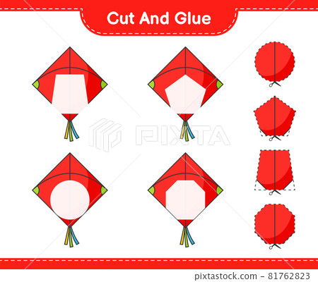 Cut and glue, cut parts of Kite and glue them. Educational children game, printable worksheet, vector illustration Cut and glue, cut parts of Kite and glue them. Educational children game, printable worksheet, vector illustration 81762823