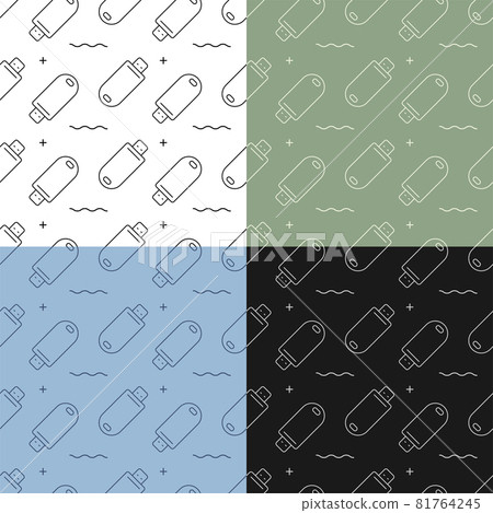 set of seamless patterns with USB flash drive, USB memory card. Storage of information on removable media. Ornament for decoration and printing on fabric. Design element. Vector set of seamless patterns with USB flash drive, USB memory card. Storage of information on removable media. Ornament for decoration and printing on fabric. Design element. Vector 81764245