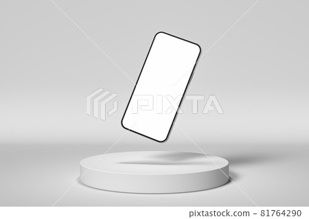 White presentation podium with phone. White presentation podium with phone. 81764290